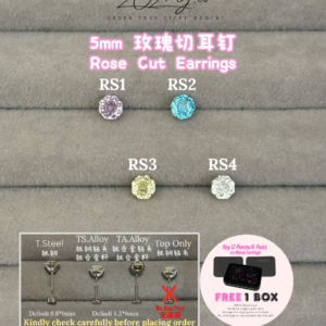 5mm 玫瑰切耳钉 Rose Zircon Earrings [TOP]