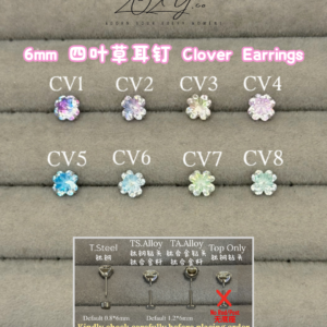 6mm 四叶草耳钉 Clover Zircon Earrings [TOP]